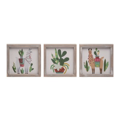 Transpac MDF/Wood Desert Llama Decor Set of 3 Spring Home Decorations