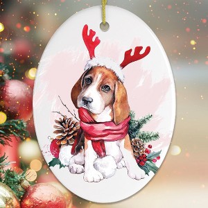 Watercolor Beagle Christmas Ornament| OrnamentallyYou - 1 of 4