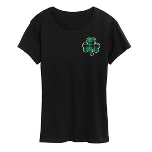 Women's Instant Message Mini Plaid Shamrock Short Sleeve Graphic T