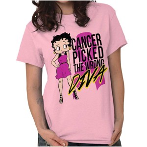 Betty Boop Cancer Picked Wrong Diva Womens Graphic T Shirt Tees Brisco Brands - 1 of 4