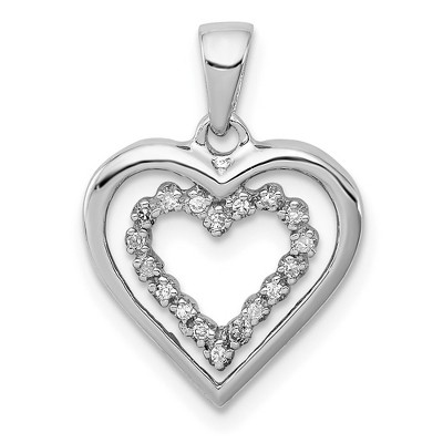 Black Bow Jewelry 1/20 Carat Diamond Double Heart Pendant in Sterling Silver