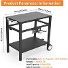Outdoor BBQ Prep Table with Wheels, 2 Shelf Mobile Grill Cart with Hooks, Iron/Stainless Steel Top Options - 3 of 4