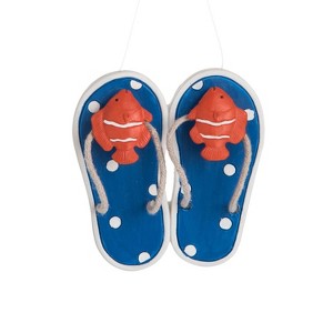 Beachcombers 3.45" RESIN BLUE FLIPFLOP/FISH ORN - 1 of 1