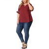 Agnes Orinda Women's Plus Size Boho Smocked Short Puff Sleeve Ruffled Cuff Spring Summer Polka Dots Blouses - 2 of 4