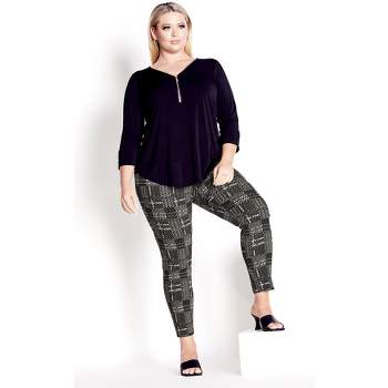 Women's Plus Size Jemma Check Pant - charcoal | AVENUE