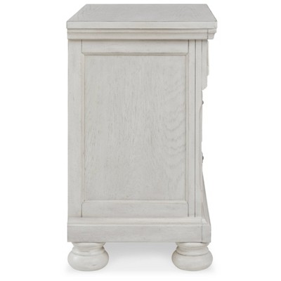 Elegant Antiqued White 2-Drawer Nightstand with Bronze-Tone Hardware