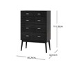 5 Drawer Dresser, Chest Of Drawers, Floor Storage Drawer Cabinet, Chest Of Drawers High-board With 5 Drawers For Home Office Bedroom - 3 of 4