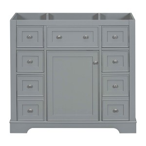 MAYEERTY 36" Bathroom Vanity without Sink Cabinet Base 1 Cabinet 6 Drawers White - 1 of 4