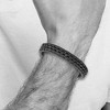 Black Bow Jewelry 12mm Black Plated Stainless Steel Two Tone Leather Bracelet, 8.25 Inch - 3 of 4