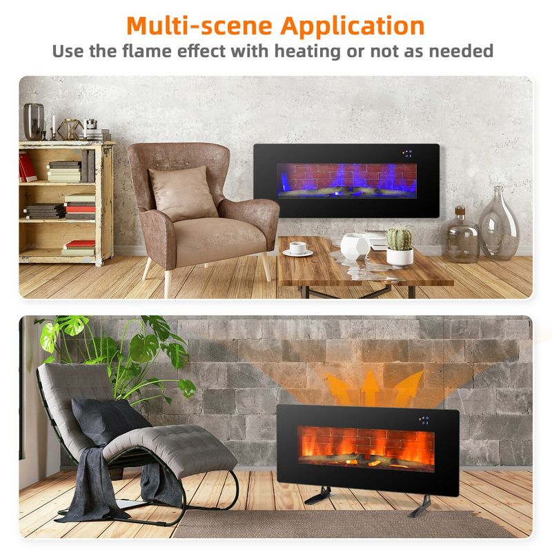 Costway 42'' Electric Fireplace Wall Mounted & Freestanding Heater Remote Control 1500W, 5 of 11