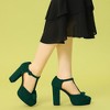 Allegra K Women's Mary Janes Platform Pumps Chunky Heels - 2 of 4