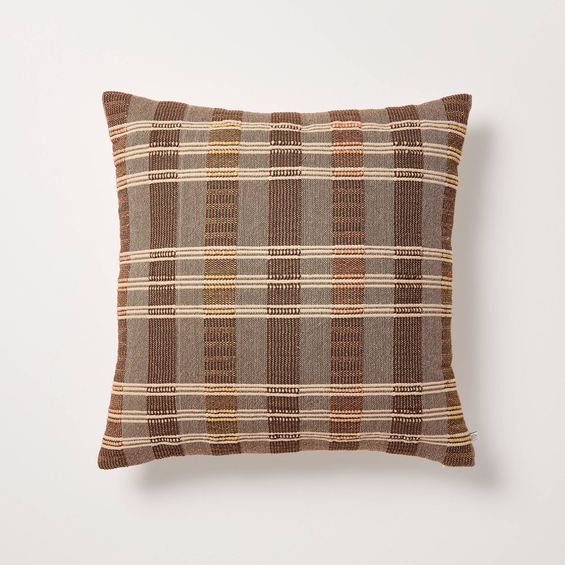 24"x24" Stripe Square Toss Pillow Brown/Tan - Hearth & Hand™ with Magnolia