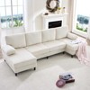 Mjkone 110" U-Shaped Sectional Sofa Couches with Double Chaises and Sleepable Armrests,Corduroy Upholstered 4-Seater Sofa - 4 of 4