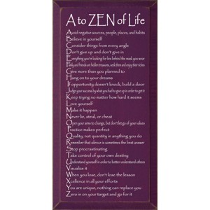 Slickblue Rustic Wall Sign – A to ZEN of Life Quote – Mindfulness & Motivation Wood Decor – 9x18 Inches, Color Options - 1 of 3