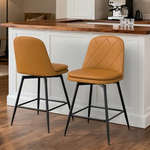 Huxxion Bar Stools Set of 2, Counter Height Swivel Bar Stools with High Back, 22" Seat Height for Kitchen Island & Home (Black) - 1 of 4