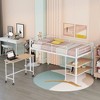 PAGED Simple Metal Loft Bed Bunk Bed with Desk, Twin Size Bed Frame with Storage Shelves, Ladder and Guardrail for Kids, Teens, Adults - 2 of 4