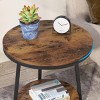 Syemin End Tables Industrial End Table with Storage Shelf, 2-Tier Round Side Table, Rustic Sturdy Nightstand, Bedside Table, Brown, 19.7"*19.7"*23.62" - 4 of 4