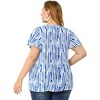 Agnes Orinda Women's Plus Size Cute Short Sleeve V Neck Casual Stripe Blouses - 4 of 4