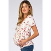 PinkBlush Ivory Floral Wrap Fitted Maternity/Nursing Top - 2 of 4