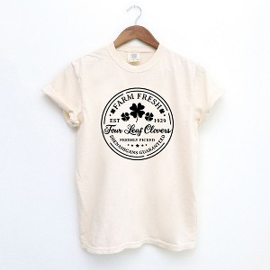 Simply Sage Market Women's Farm Fresh Four Leaf Clovers Short Sleeve Garment Dyed Tee - 1 of 4