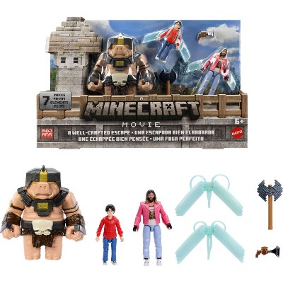 Minecraft A Well-Crafted Escape Figure Pack with 3 Action Figures & 4 Accessories Inspired by the Movie