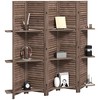 HOMCOM 67" Tall Wood Privacy Screen Room Divider with 3 Display Shelves, and Folding Storage for Bedroom or Home Office - 4 of 4