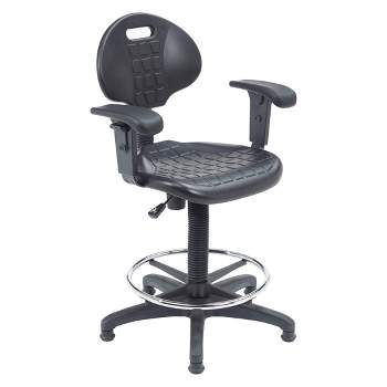 22"-32" Adjustable Height, Heavy-Duty Polyurethane Task Office Chair, Swivel, Lumbar Support, Black - Hampden Furnishings
