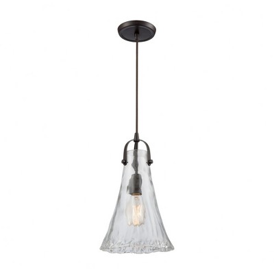 Elk Home Hand Formed Glass 1 - Light Pendant in  Oil Rubbed Bronze