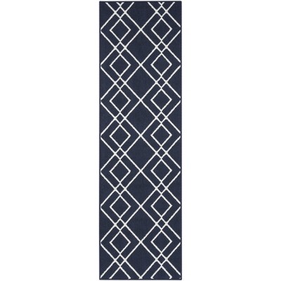 Denim Geometric Washable Synthetic Runner Rug 2' x 6'8"