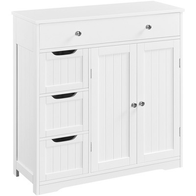 Bathroom Freestanding Wood Floor Cabinet with 2 Drawers and 1 Storage Shelf, White - ModernLuxe