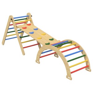 Huxxion 3 in 1 Pikler Triangle Set, Wooden Jungle Gym, Climbing Toys for Toddlers 1-3 Inside - 1 of 4