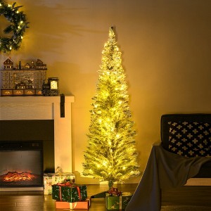 Whisen 5FT Prelit Slim Artificial Christmas Tree with 110 LED Lights and 294 Tips - Green - 1 of 4
