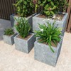 LeisureMod Fern 5-Piece Square Stone Planter Set with Drainage Holes and Covers, All-Weather Design for Indoor/Outdoor Use - 2 of 4