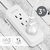 iHome 3-Outlet Power Strip, 3ft Braided Extension Cord, Flat Plug, Heavy-Duty, White - 2 of 3