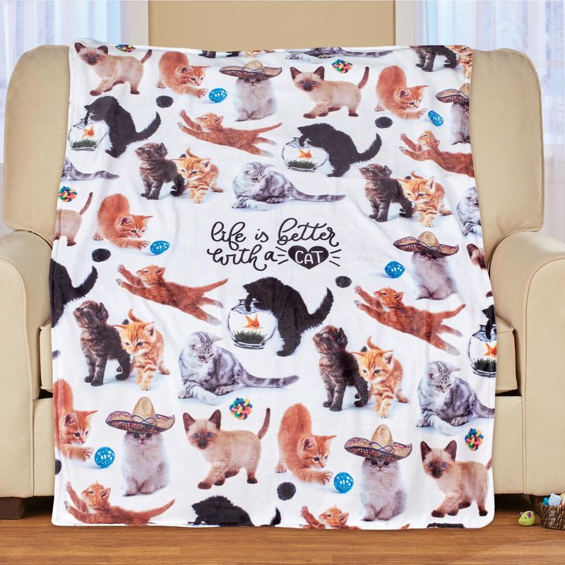 Collections Etc Life Is Better With A Cat 5-Foot Long Colorful Funny Throw THROW, 2 of 3