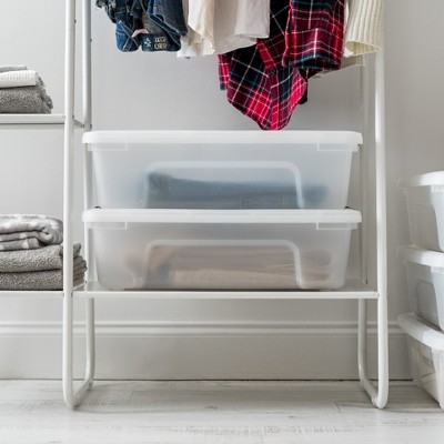 Clear Stackable Plastic Storage Bins with Lids, 6 Piece Set