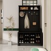 FUFU&GAGA White Wood 3-in-1 Hall Tree Entryway Cabinet Shoe Bench with Hooks and Shelves - 2 of 4