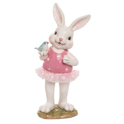 Transpac Resin 9 in. White Easter Bunny in Tutu Figurine