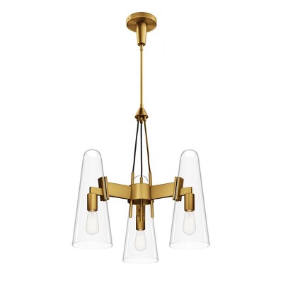 Beacon 21" Clear Satin Brass 3-Light LED Pendant for Indoor/Outdoor