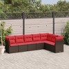 vidaXL 7 Piece Patio Sofa Set with Cushions Brown Poly Rattan - 2 of 4