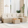 vidaXL 6 Piece Patio Sofa Set with Cushions Beige and Cream Poly Rattan - 2 of 4