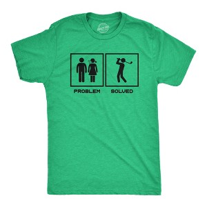 Mens Problem Solved T Shirt Funny Sarcastic Married Golf Lover Graphic Novelty Tee For Guys - Crazy Dog Men's T Shirt - 1 of 4