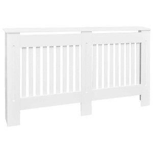 vidaXL Radiator Cover with Top Storage Shelf, Heater Cover, MDF, 59.8''x7.5''x32.1'', White - 1 of 4