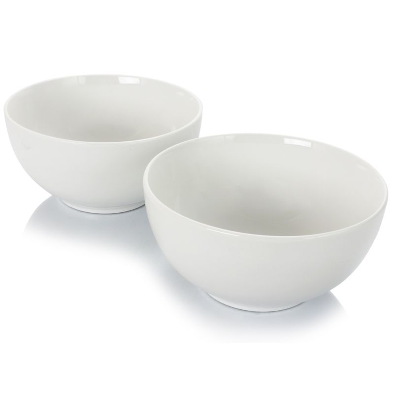 Gibson Home 2 Piece 7 Inch Ceramic All-Purpose Round Bowl Set in White, 1 of 8