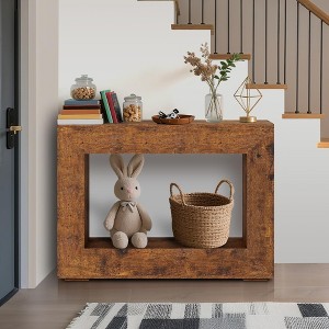 Coolmee 47 Inches Farmhouse Console Table, Wooden Entryway Console Table, Industrial Hallway Accent Table for Living Room, Entrance, Foyer - 1 of 4
