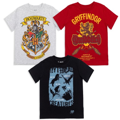 Harry Potter Gryffindor Toddler Boys 3 Pack Graphic T Shirts Red Black Grey 4T