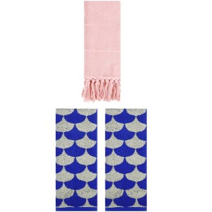 REGALWOVEN 3 Packs Cotton Geometric and Solid Absorbent Soft Hand Towel for Bathroom Kitchen - 1 of 4