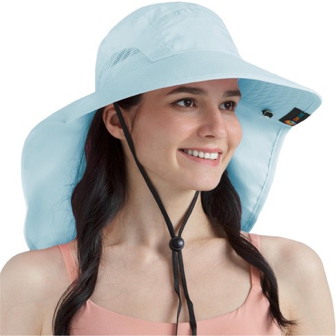 Women's Sun Hat Outdoor Summer Hat Hiking Uv Protection Wide Brim Mesh  Ponytail Hat Suitable For Hiking Blue