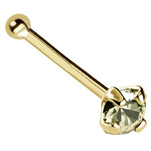 Jewelry Avalanche 22G 14K Gold Ball-end Nose Stud with Peridot Gemstone - 1 of 2