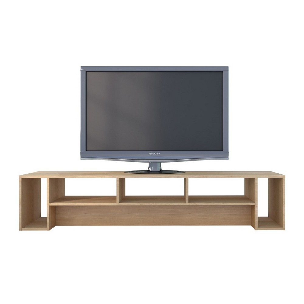 Rustik 3 Shelf TV Stand for TVs up to 80" Brown - Nexera: Laminated Media Console, Wood Composite